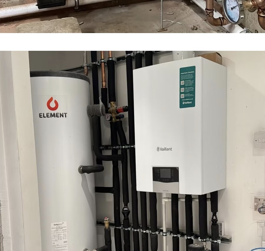 Boiler and hot water cylinder installation
