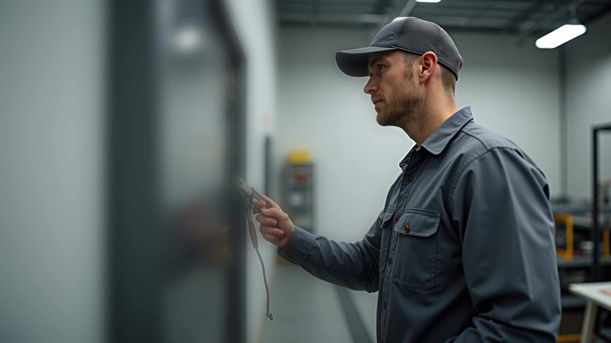 Mechanical technician inspecting equipment